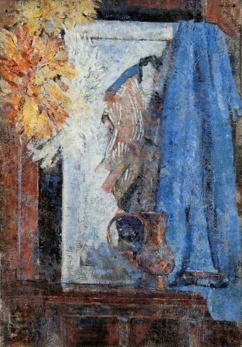 Still Life, a Jug, a Japanese Print and a Blue Drape, by John Quinton Pringle
