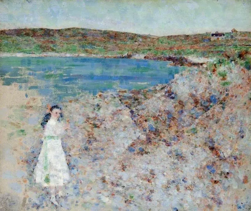 Whalsay Bay, with a Girl in White, by John Quinton Pringle