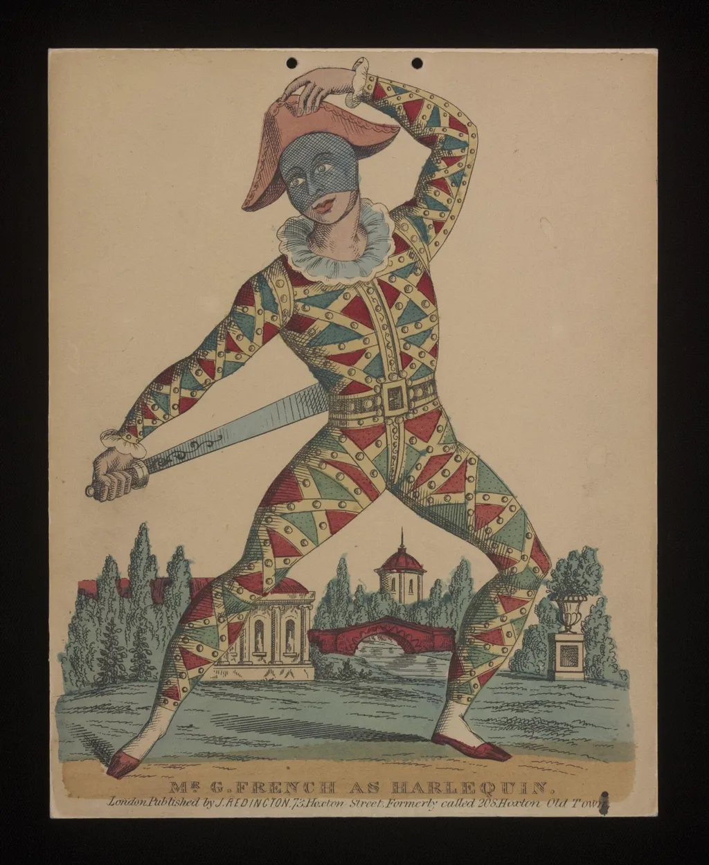 Mr G. French as Harlequin, by John Redington, 1840