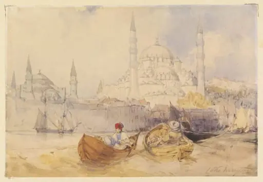 Yeni Valide Camii [New Mosque] and Haghia Sophia from the Golden Horn, by John Richard Coke Smyth