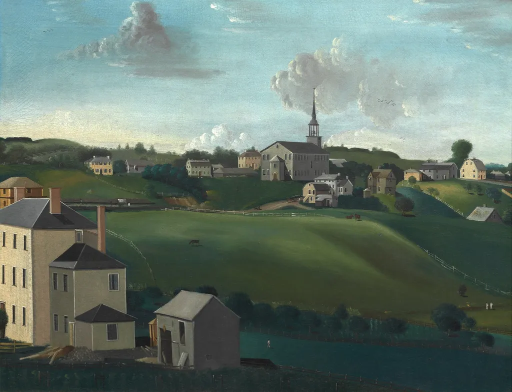 Meetinghouse Hill, Roxbury, Massachusetts, by John Ritto Penniman, oil, 1799