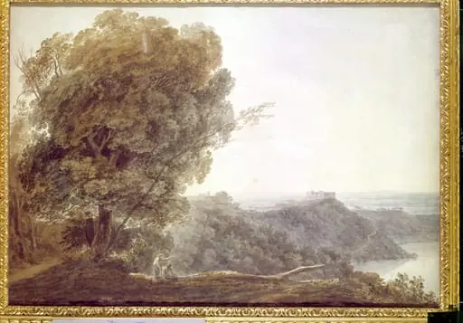 Castel Gandolfo and Lake Albano. View of the  Campagna of Rome, by John Robert Cozens