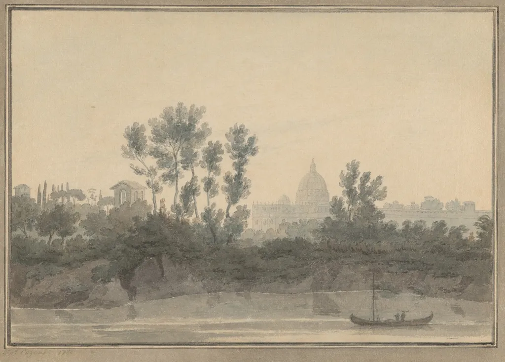 Saint Peter's from the Tiber, by John Robert Cozens, watercolor, 1780