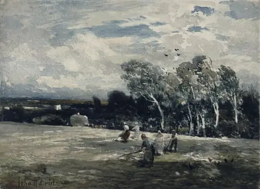 Landscape with Haymakers, by John Robertson RA RI ROI Reid