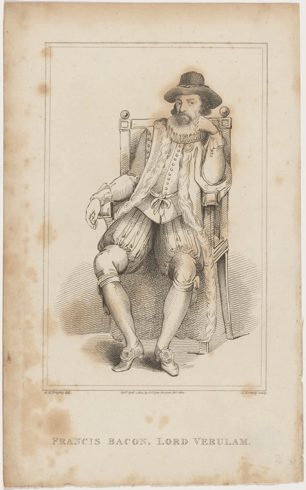 Francis Bacon, Lord Verulam, by John Romney, ink, 1817