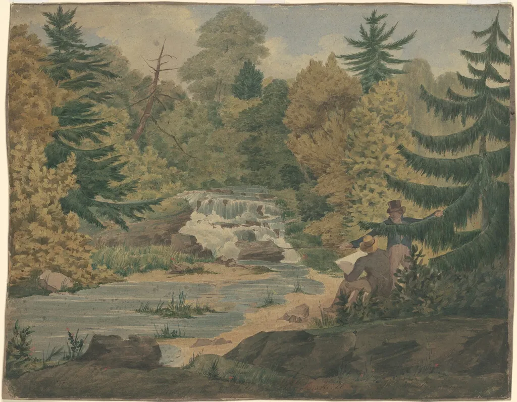 View of the Second Falls on the Sawkill River, by John Rubens Smith, ink, 1840