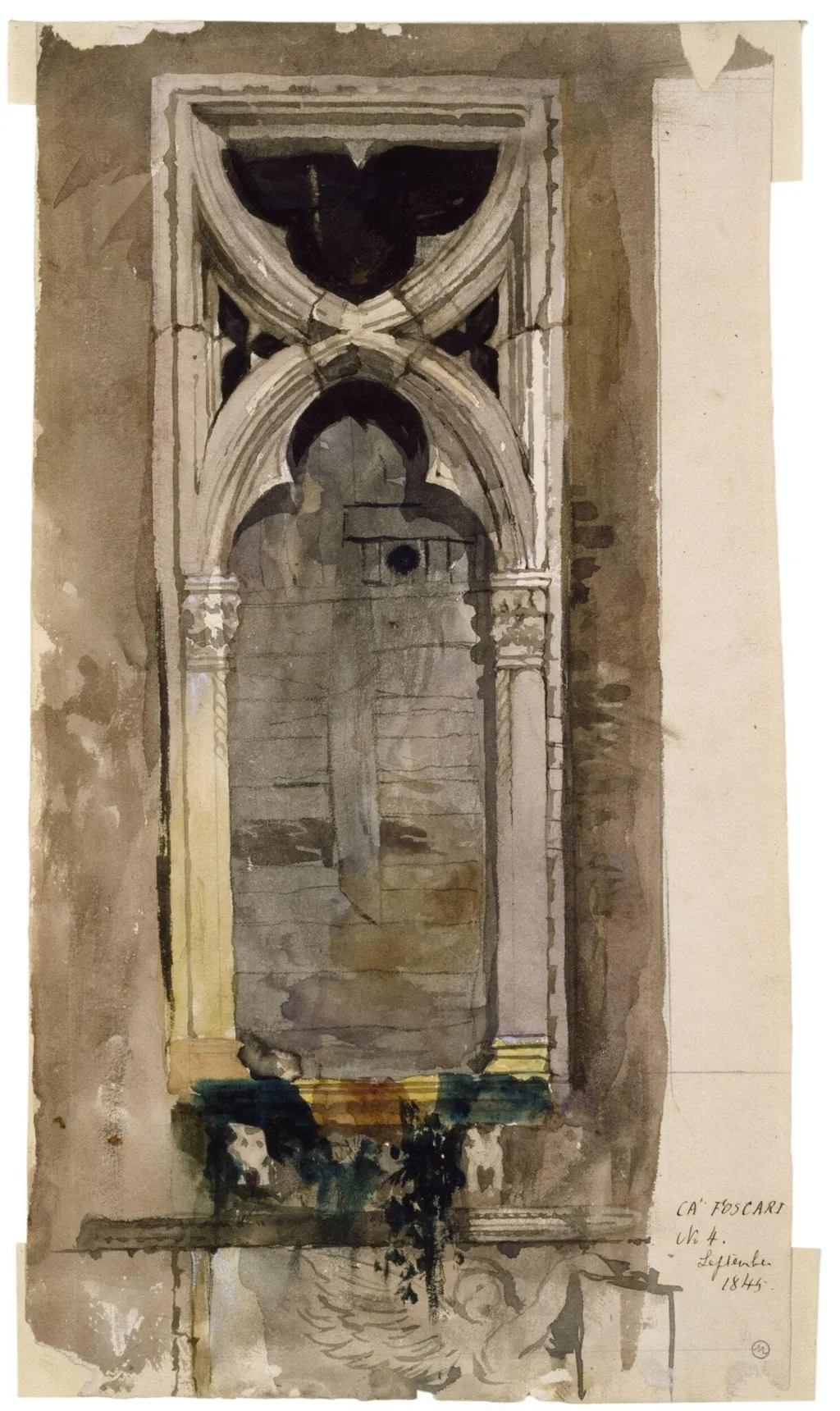 Window in the Foscari Palace, Venice, by John Ruskin, watercolor, 1845