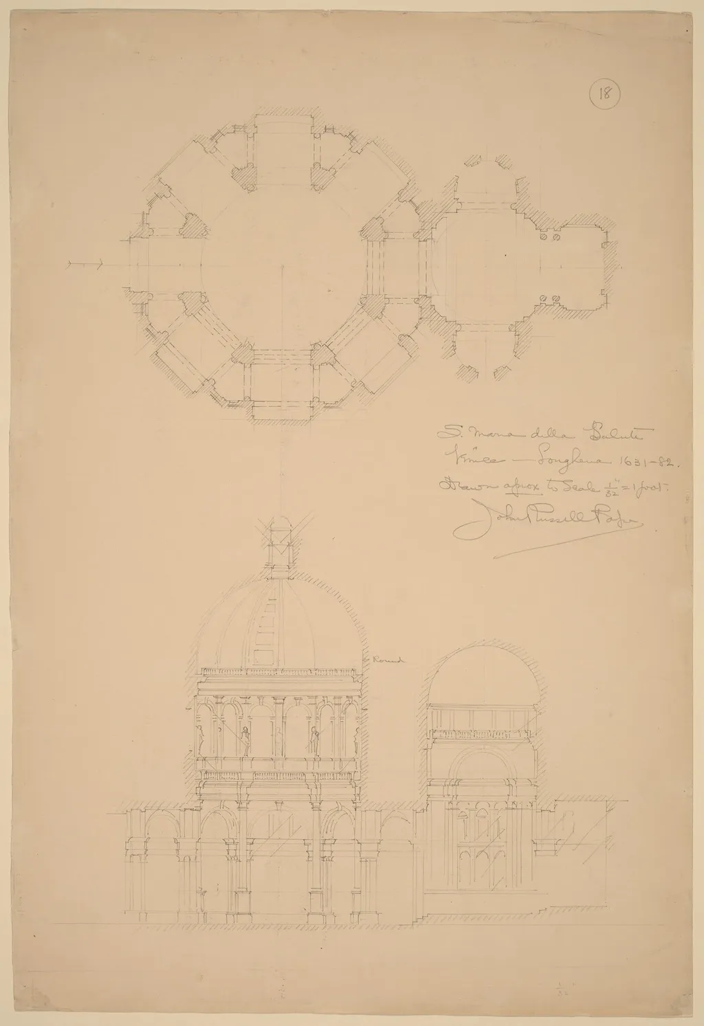Sta. Maria della Salute, Venice, by John Russell Pope, graphite, 1898