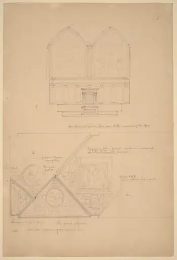 Study of an Altarpiece and Ceiling Panels, by John Russell Pope