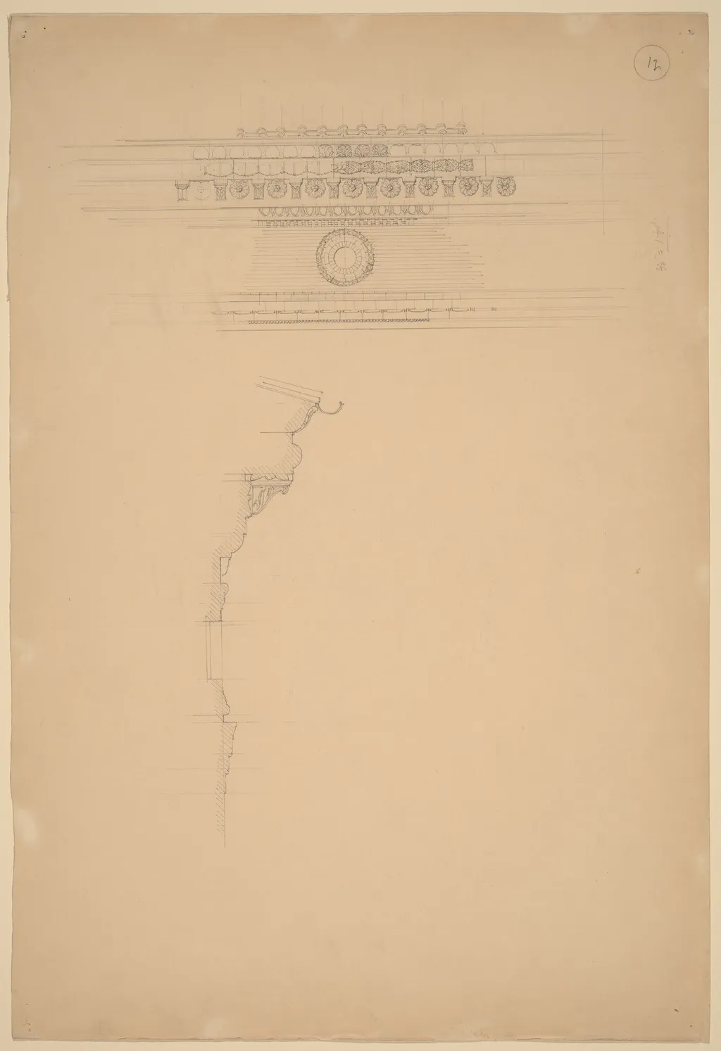 Study of Moldings, by John Russell Pope, graphite, 1896