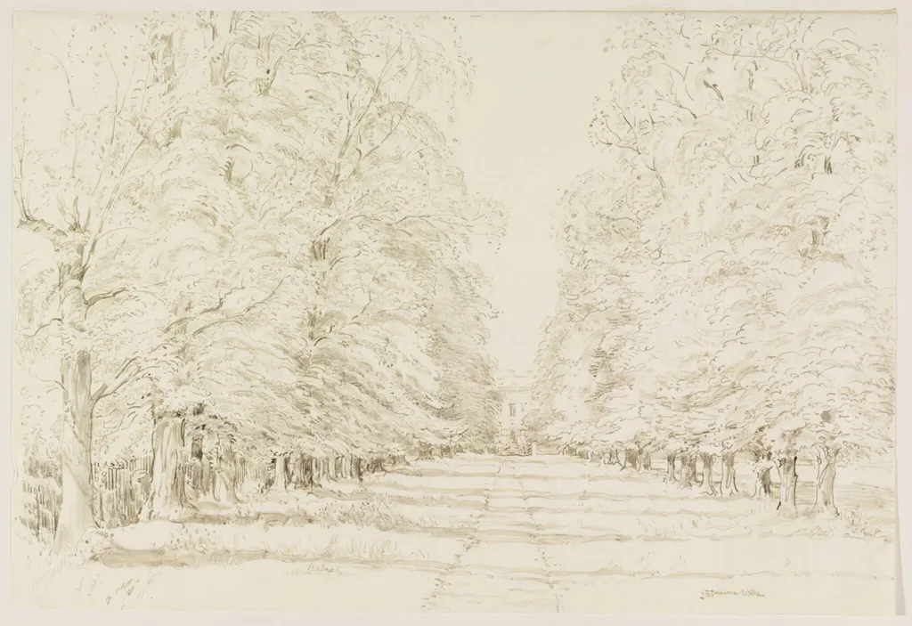 Ham House; the Avenue from the gate in Sandy Lane, by John Sanderson Sanderson-Wells, watercolor, 1940