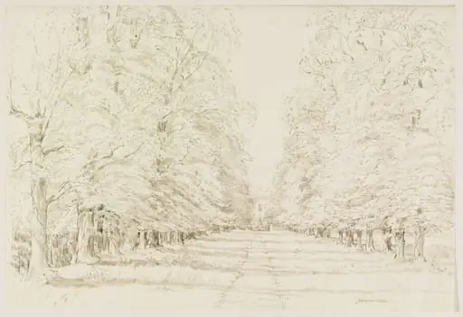Ham House; the Avenue from the gate in Sandy Lane, by John Sanderson Sanderson-Wells