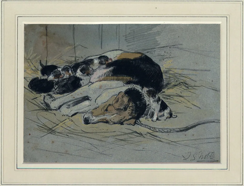 Fox-hound and Pups, by John Sargent Noble, watercolor, 1885
