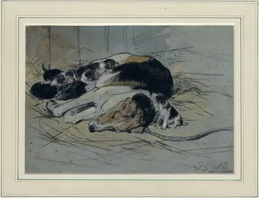 Fox-hound and Pups, by John Sargent Noble