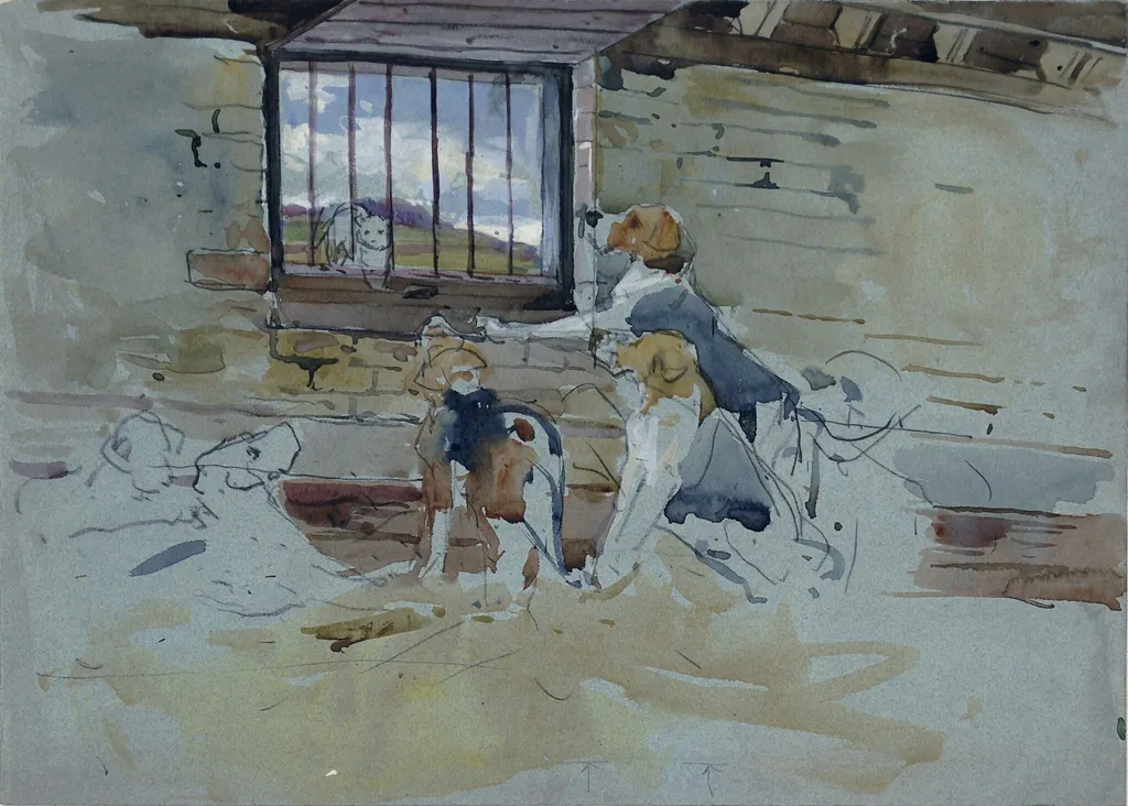 The Kennel Window, by John Sargent Noble, watercolor, 1870