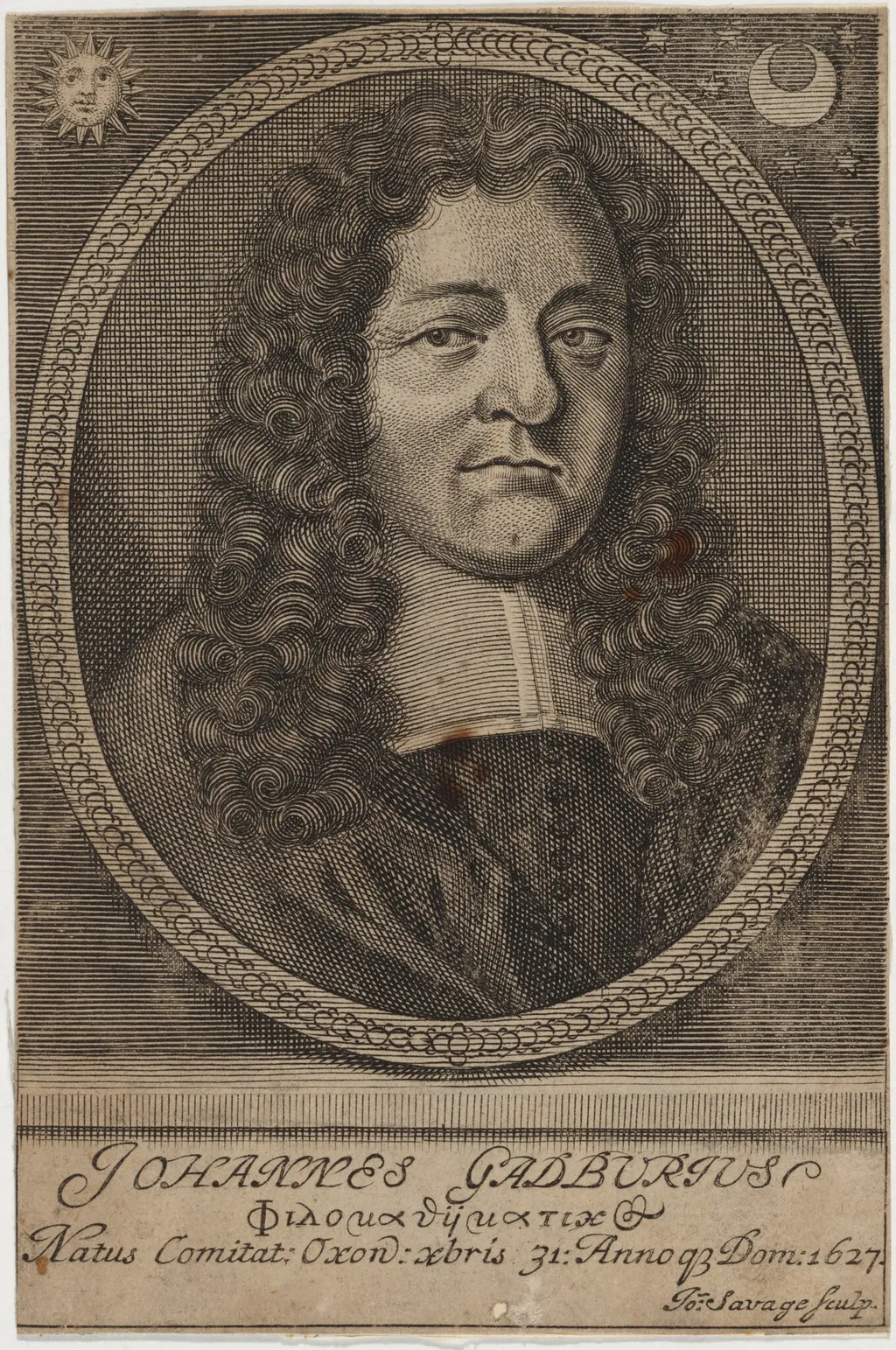 John Gadbury, Astrologer, by John Savage, ink, 1680