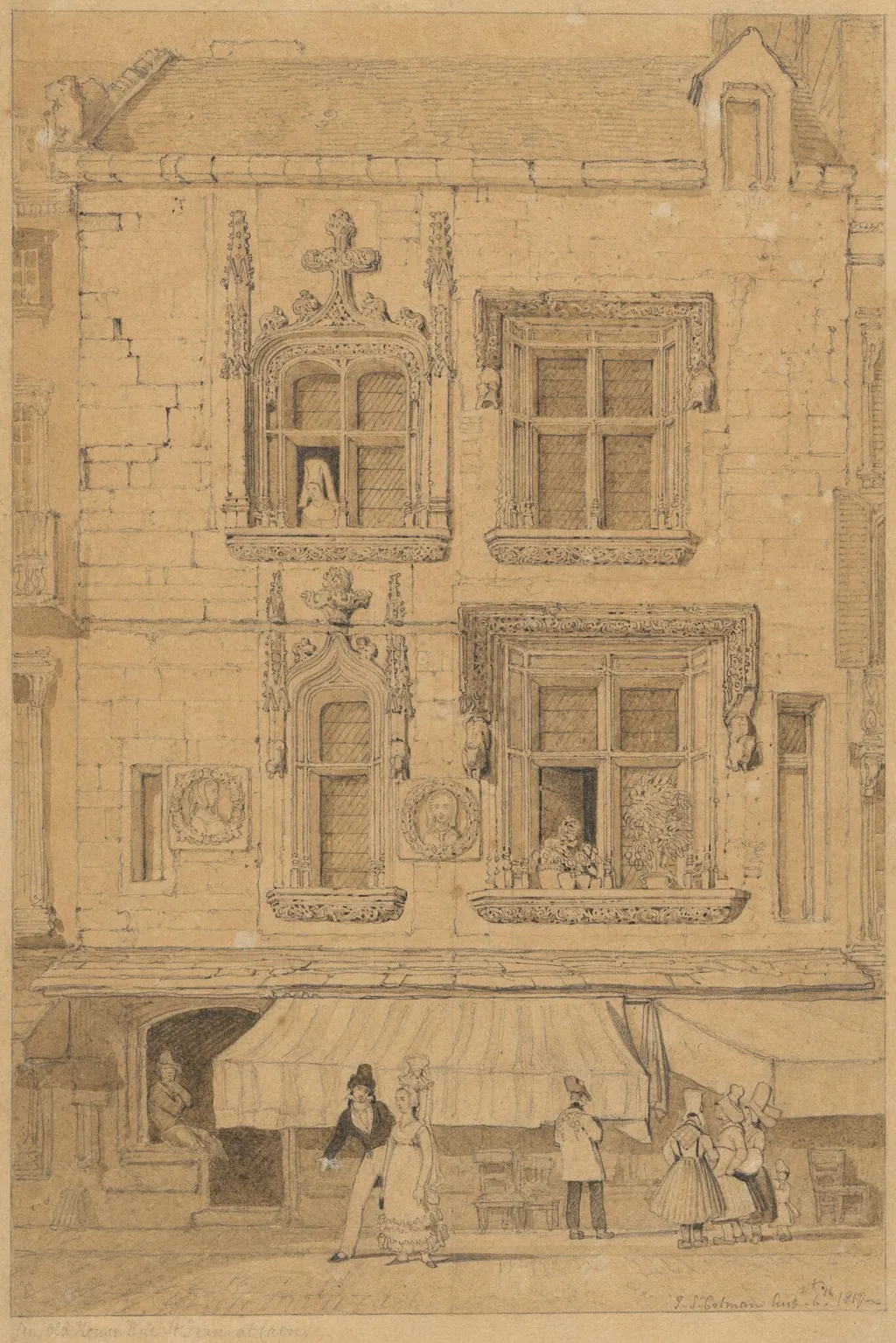 An Old House in the Rue Saint Jean at Caen, Normandy, by John Sell Cotman, graphite, 1817
