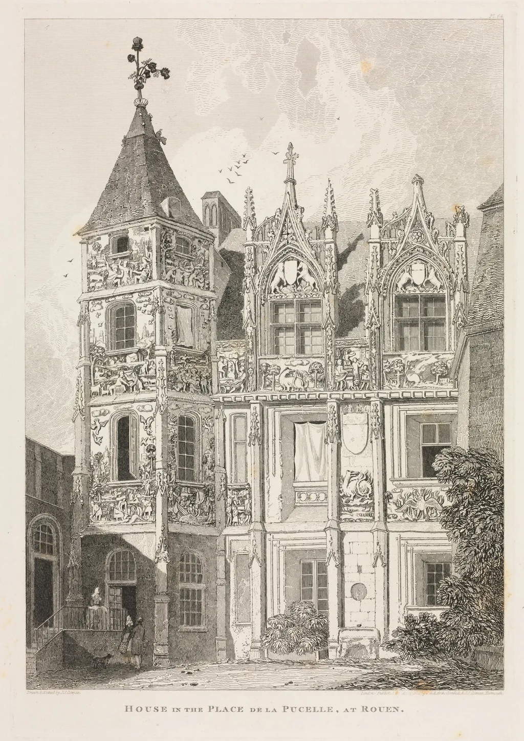 Architectural Antiquities of Normandy (Vol. II), Pl. 64: House in the Place de la Pucelle, at Rouen, by John Sell Cotman, 1821