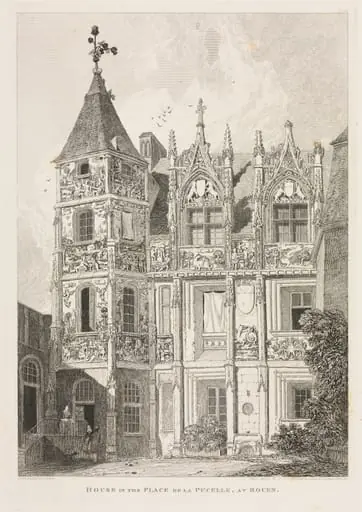 Architectural Antiquities of Normandy (Vol. II), Pl. 64: House in the Place de la Pucelle, at Rouen, by John Sell Cotman
