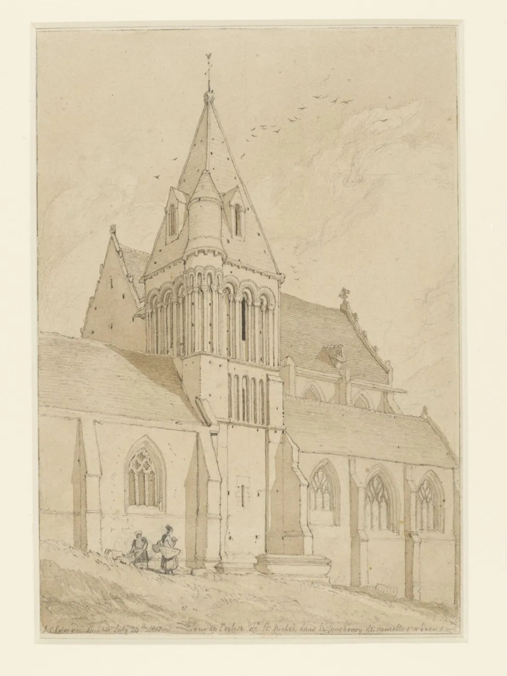 Church of St Michel, Vaucelles, near Bayeux, by John Sell Cotman, watercolor, 1817
