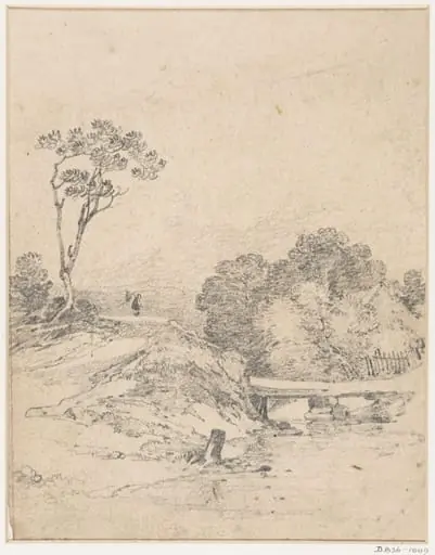 Landscape : a rustic bridge over a stream, by John Sell Cotman