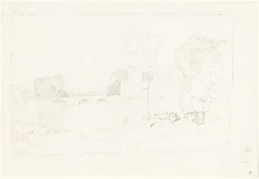 Landscape Sketch with Bridge and Castle, by John Sell Cotman