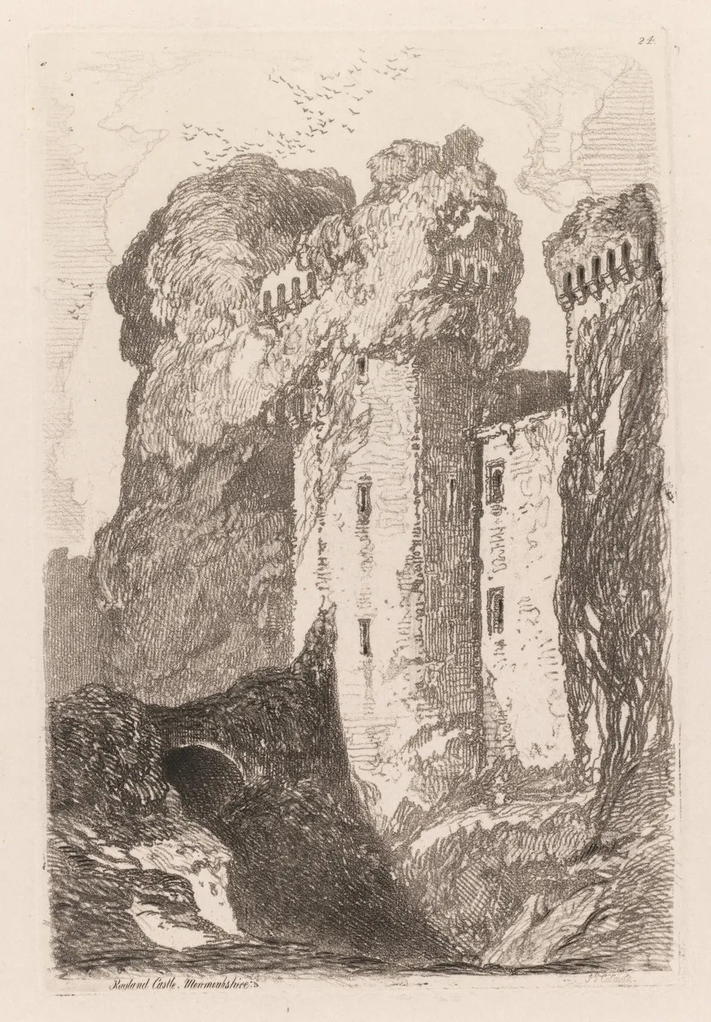 Liber Studiorium: Ragland Castle, Monmouhshire, by John Sell Cotman, 1838