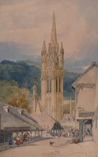 Market Place and Church Spire, Normandy, by John Sell Cotman
