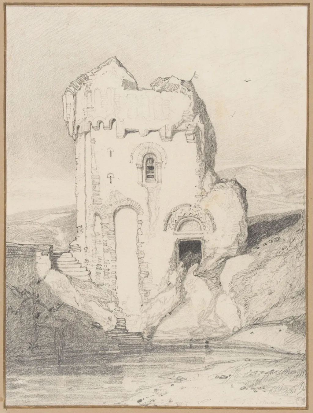Remains of the Chateau de Mortimer, near Les Andelys, France, by John Sell Cotman, 1800