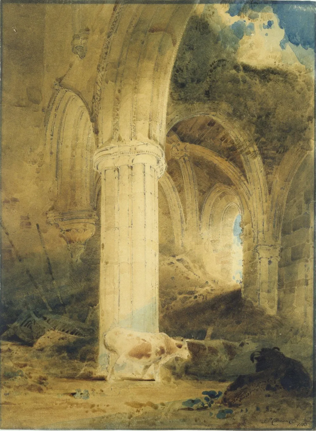 Ruins of Rievaulx Abbey, Yorkshire, by John Sell Cotman, watercolor, 1803