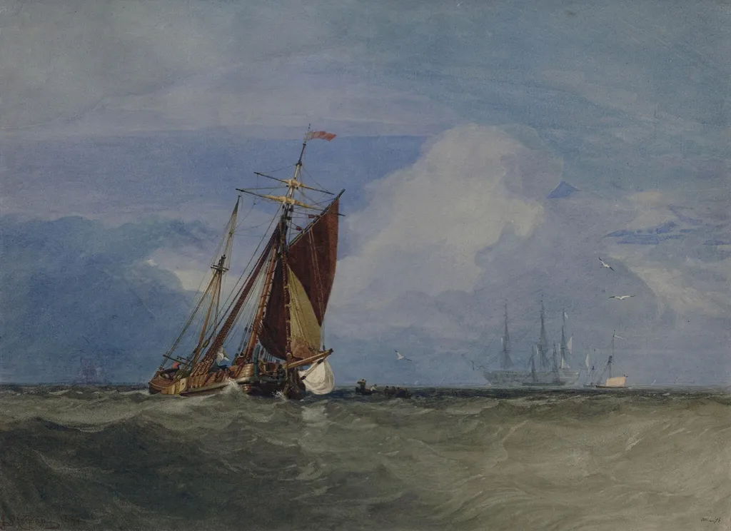Shipping at the Mouth of the Thames, by John Sell Cotman, watercolor, 1831