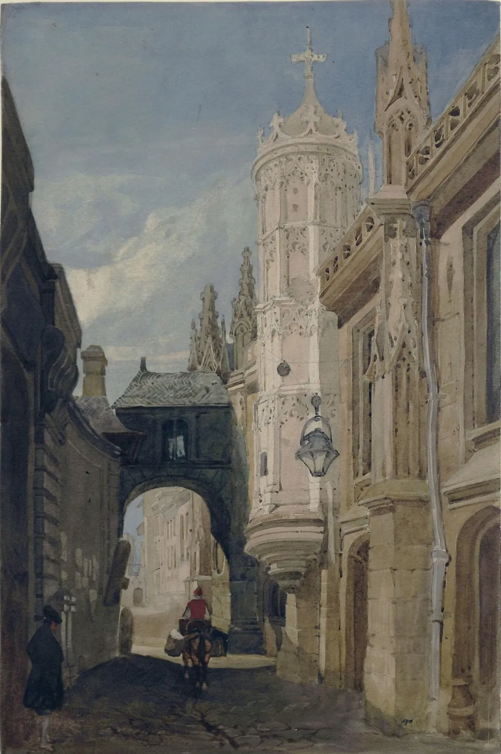 The Palais de Justice and the Rue St Lo, Rouen, by John Sell Cotman, watercolor, 1818