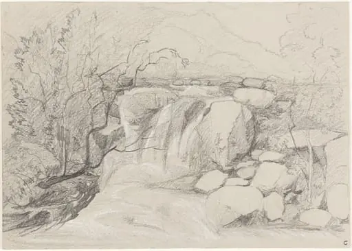 Waterfall with Rocks, by John Sell Cotman