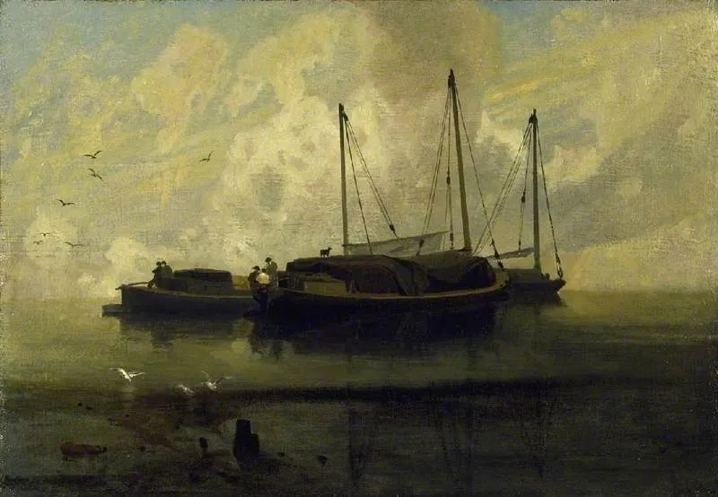 Wherries at Anchor on Breydon Water, by John Sell Cotman, oil, 1810