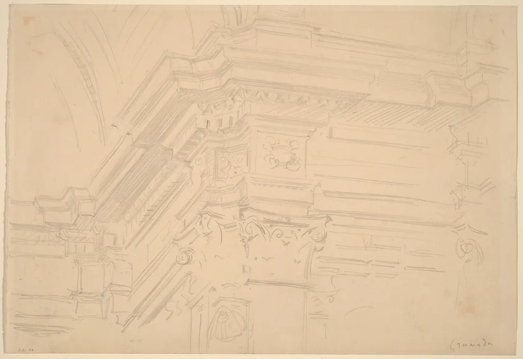 Capilla Real Entablature, Granada, by John Singer Sargent, graphite, 1912