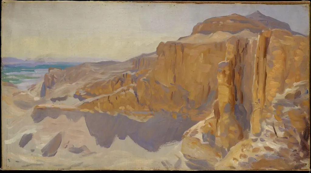 Cliffs at Deir el Bahri, Egypt, by John Singer Sargent