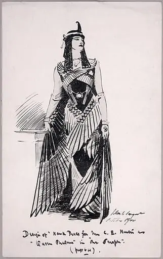 Design for Hawk Dress for Mrs. C.E. Hunter as Queen Phalema in "The Seraph", by John Singer Sargent