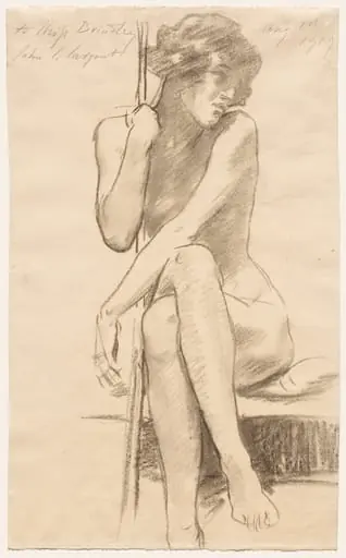 Female Nude Seated on a Low Bench, by John Singer Sargent