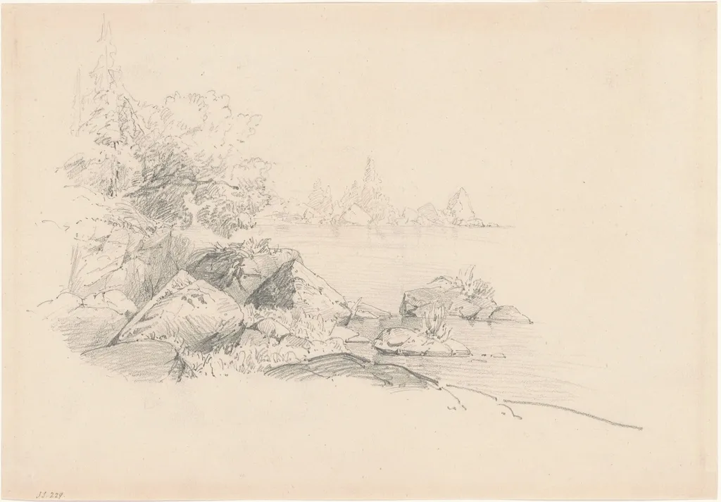 Lake Shore, by John Singer Sargent, graphite, 1868
