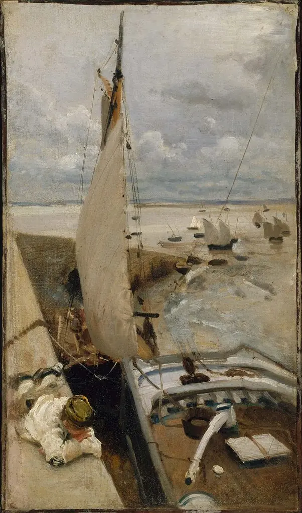 Low Tide at Cancale Harbor, by John Singer Sargent