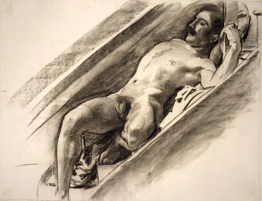 Male Reclining on a Stairway, by John Singer Sargent