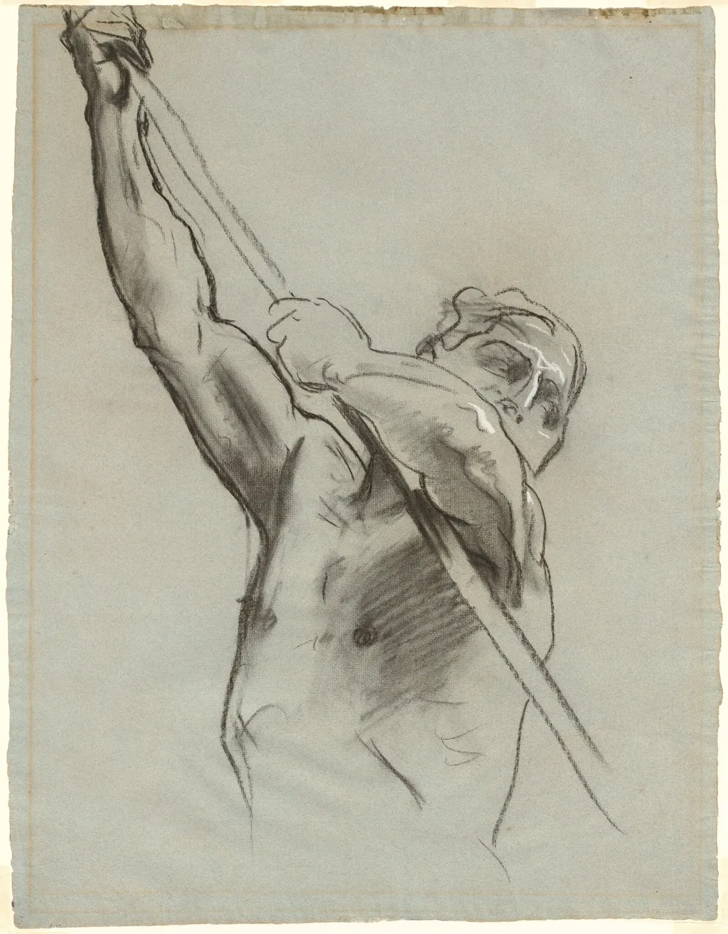 Male Torso with Pole, by John Singer Sargent, charcoal, 1895