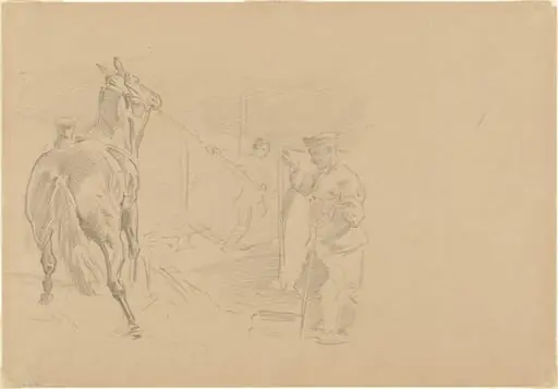 Man Pulling a Horse into a Stall, by John Singer Sargent