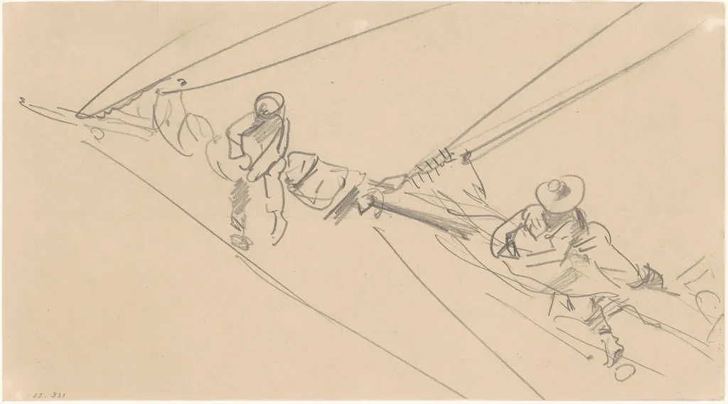 Men on a Spar, by John Singer Sargent, graphite, 1876