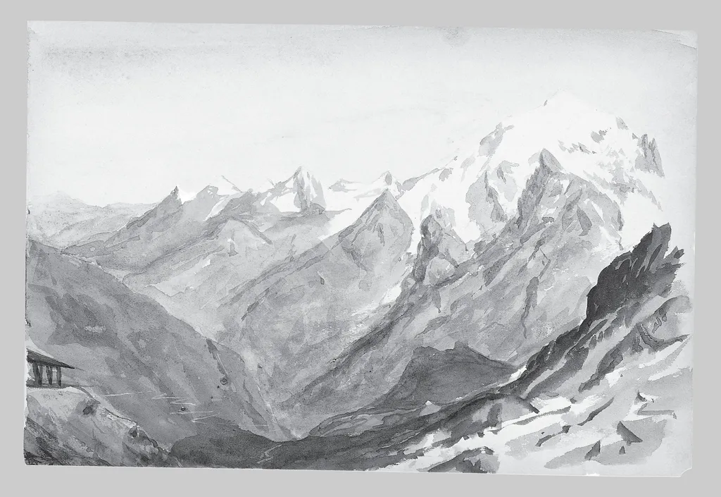 Ortler Spitz from Summit of Stelvio Pass (from Switzerland 1869 Sketchbook), by John Singer Sargent, unspecified, 1869