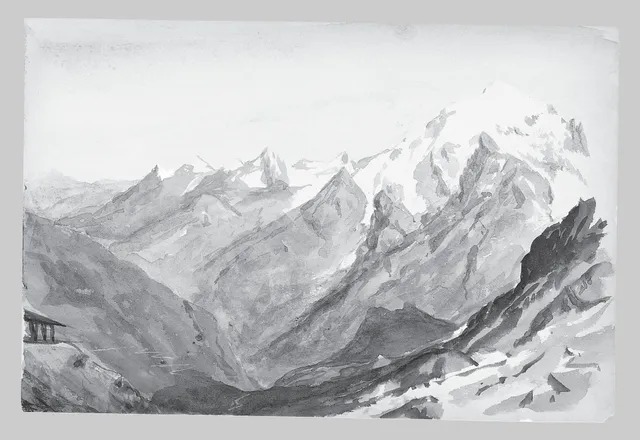 Ortler Spitz from Summit of Stelvio Pass (from Switzerland 1869 Sketchbook)