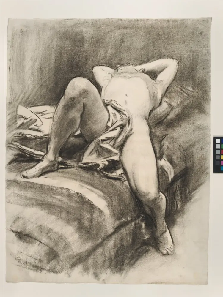 Reclining Male Nude, Draped, by John Singer Sargent