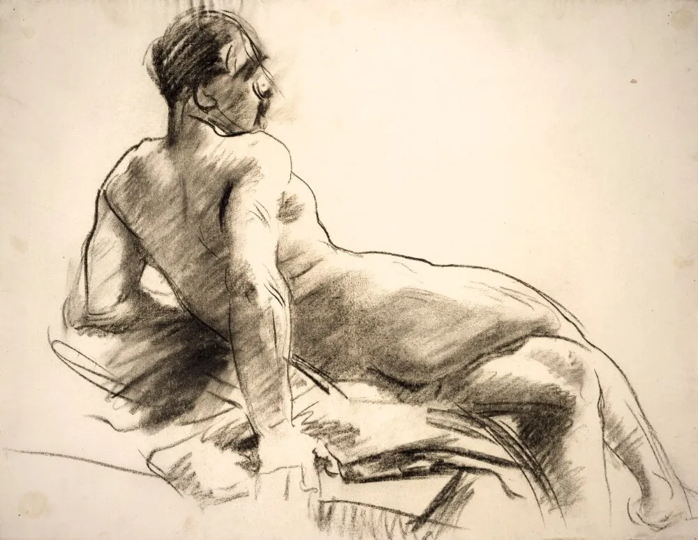 Reclining Male Nude Seen from Behind, by John Singer Sargent, unspecified, 1902