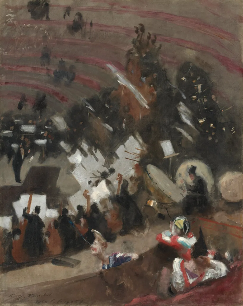 Rehearsal of the Pasdeloup Orchestra at the Cirque d'Hiver, by John Singer Sargent, oil, 1879