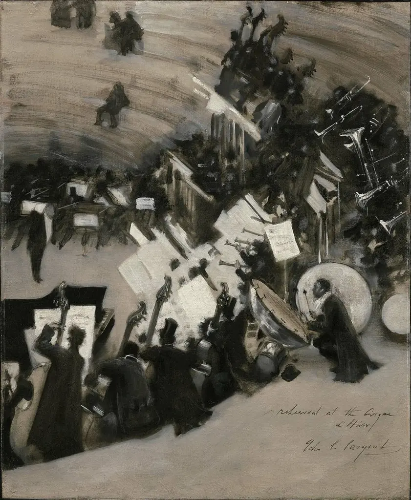 Rehearsal of the Pasdeloup Orchestra at the Cirque d'Hiver, by John Singer Sargent